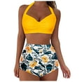 thumbnail image 3 of Hessimy High Waisted Bikini Set for Women Two Piece Tummy Control Vintage Swimsuit Retro Halter Bathing Suit with Bottom(Yellow,S), 3 of 9