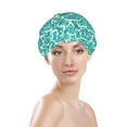 thumbnail image 3 of Kdxio Aquamarine Glitter1 Print Shower Cap for Women,Elastic and Reusable,Double Waterproof Layers Bathing Hat, 3 of 9