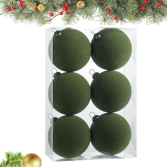 4Pcs Large Velvet Christmas Balls, Burgundy Flocked Christmas Tree Balls Decorative Hanging Ornaments Christmas Tree Decorations Xmas Ornaments Balls for Family Holiday Wedding Party