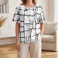 thumbnail image 6 of Women's Artistic Floral & Abstract Print Henley Top - Short Sleeve Button Down Tunic Blouse with Pocket, Loose Fit Casual V-Neck Shirt for Summer Multicolor XL, 6 of 9