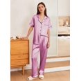 thumbnail image 3 of EKOUAER Women'S Silk Pajamas Set Button Up Satin Pjs Set Short Sleeve Button Down Pjs Pink Pj Set 2 Piece, 3 of 4