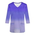 thumbnail image 3 of Aofany Women Nursing Scrub Tops Gradient Printed Working Uniform V Neck 3/4 Sleeve Workwear Blouse T-shirt with Pockets, 3 of 3