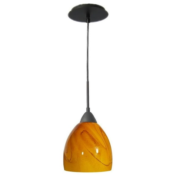 Woodbridge Lighting Art Glass 1-Light Mini-Pendant in Metallic Bronze/Sahara