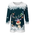 thumbnail image 3 of Mlqidk 3/4 Sleeve Shirts for Women Crew Neck Christmas Tree Print Graphic Tees Blouses Tops,Fall Tops for Women 2023 Dark Blue XXXL, 3 of 5