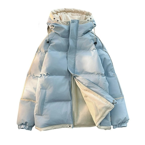 DAFPZW Hooded Puffer Jackets for Men Full Zip Quilted Down Coat Warm Thicken Winter Puffy Jacket Padded Outwear Pockets