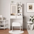 thumbnail image 1 of AKDSteel Makeup Vanity Desk With Lights And Mirror, Modern Dressing Table With Charging Station, Usb Ports, And Power Outlets, 1 of 7