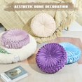 thumbnail image 4 of Round Throw Pillow 14.9inch Soft Round Floor Pillow Handmade Pleats Round Pillow Cushion for Couch Velvet Decorative Throw Pillow for Sofa Bed Living Room, 4 of 8