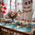 thumbnail image 5 of Nautical Anchor Teal Green Round 15 Inch Placemats Set of 4, Coastal Ocean Ombre Striped HeatResistant Non Slip Place Mats for Dining Table, Wipeable Braided Kitchen Table Mats for Housewarming, 5 of 9