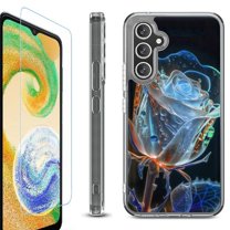 OneToughShield ® Compatible with Samsung Galaxy A15 5G, Shockproof Bumper Phone Case, with Tempered Glass Screen Protector - Glowing Rose