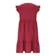 thumbnail image 4 of LWavelet Women's V-Neck Ruffle Sleeve Tiered Mini Dress for Casual & Party Wear Wine XL, 4 of 5
