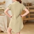 thumbnail image 6 of Y-Sunset Girls Button Down Shirt Dress, Short Sleeve Casual Linen Tunic Dress, Kids Collared Summer Dress with Pocket, Loose Fit Beach Cover Up for Girls(Beige/5-6 Years), 6 of 7