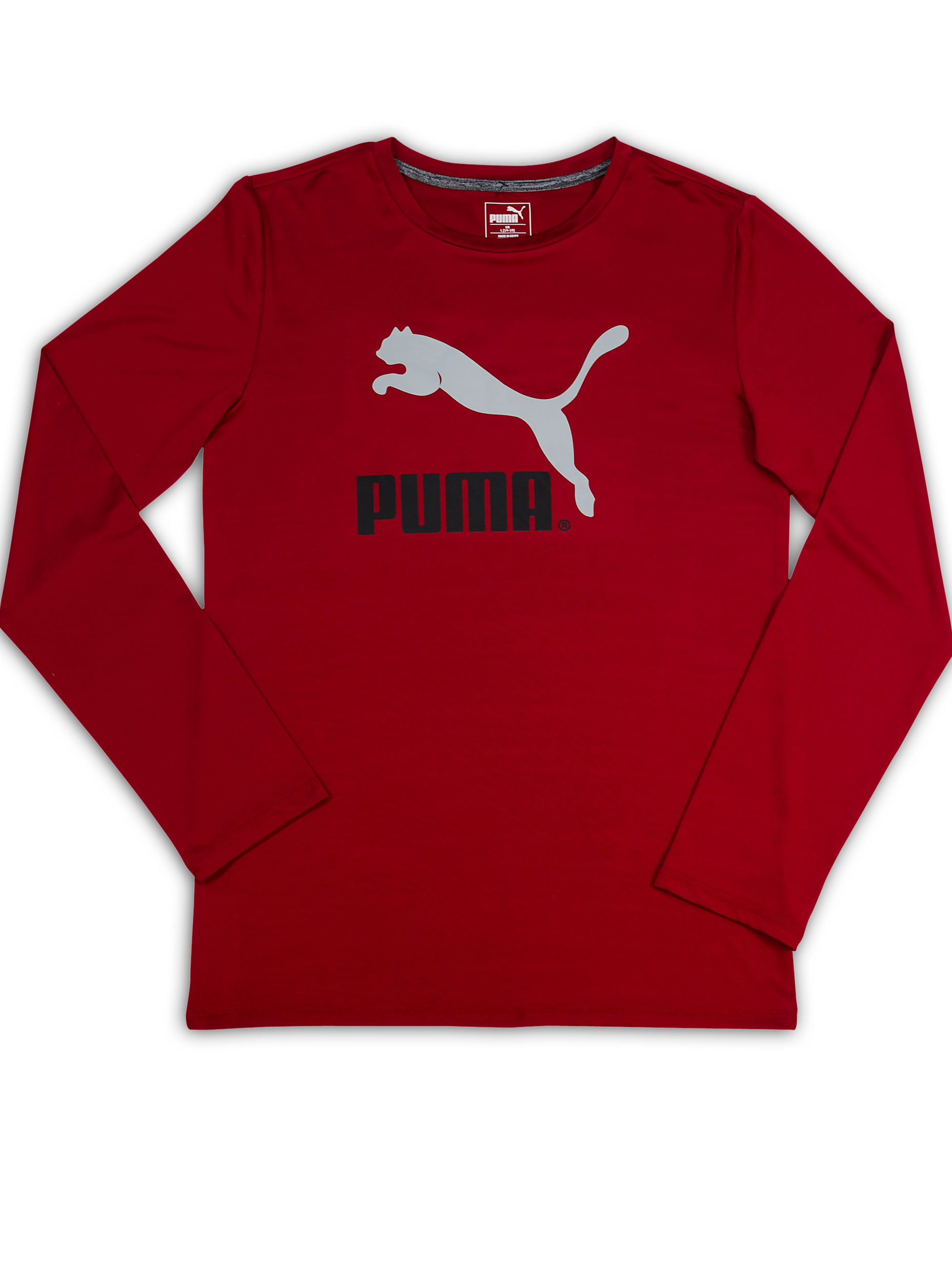 kleur Levendig album PUMA Boys 8-20 Long Sleeve T-Shirt Dry Moisture Wicking Work Out Tee Small,  Red - Walmart.com