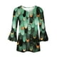 thumbnail image 4 of Puntoco 2024, tops de verano a la moda para mujer, blusas sexis con estampado de pliegues regulares para mujer, blusas con botones y cuello en V con mangas 3/4, 4 of 5