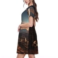 thumbnail image 2 of Disketp Pyramid Desert Cat para Vestido de Manga Corta para Mujeres, Vestidos de Verano para Mujeres, Casual y Holgado para la Playa, 2 of 6