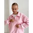 thumbnail image 3 of Jersey clásico de manga larga con solapa para mujer, Top holgado de manga larga con cremallera, ropa de calle deportiva, otoño e invierno, 2024, 3 of 5