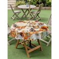 thumbnail image 3 of Outdoor Tablecloth with Umbrella Hole and Zipper, Fall Pumpkins Round Table Cloth 60 Inch Waterproof Tablecloth, Thanksgiving Vintage Maple Leaf Fox Squirrel Picnic Table Cover for Patio Camping, 3 of 7