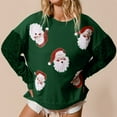 thumbnail image 2 of Fshinging Women's Fashion Hoodies & Sweatshirts Christmas Sequin Santa Claus Print Patchwork Long Sleeve Sweater Lightweight Outfit, 2 of 8