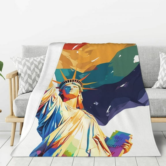 Lightweight Plush Fuzzy Cozy Soft Blankets Statue Of Liberty Pride Warm Plush Fluffy For Blanket Teen Girls Women Couch Bed Sofa Chair Men Boys Gift 40"X30"