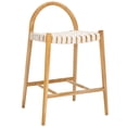 thumbnail image 5 of SAFAVIEH Rhyan Rectangle Mid Back Counter Stool, White/Natural, 5 of 13