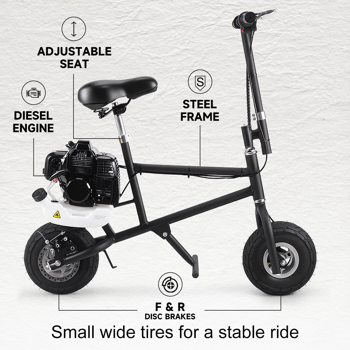 TOXOZERS Mini Bike,49cc Gas Dirt Bike for Teens & Adults with 10 Inch Tires,Pull Start, EPA Approved,Top Speed 25mph,