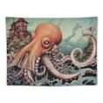 thumbnail image 5 of ONETECH  Heavy Duty Cool Asian Japanese Ukiyoe Octopus Koi Great Waves Artistic Unique Monster Painting Tapestry Wall Hanging with Accessories, Home Dorm Bedroom Wall Art Décor, 5 of 7