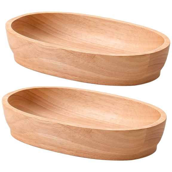 2 Pcs of Wooden Boat-Shaped Salad Bowl Set, Fruit and Snack Bowls, Great for Home Decor, DIY Craft
