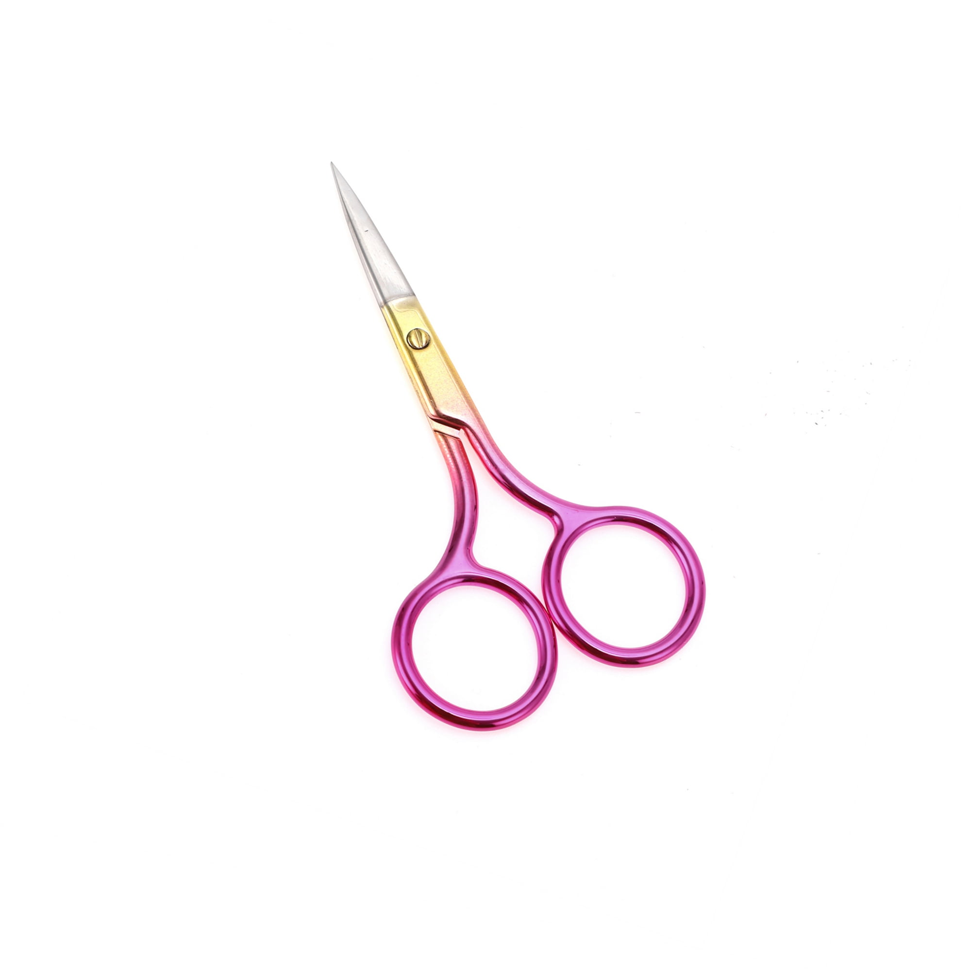 Unique Bargains 1 Pc Fine-edged Scissors Facial Hair Bedroom Gold Tone Pink