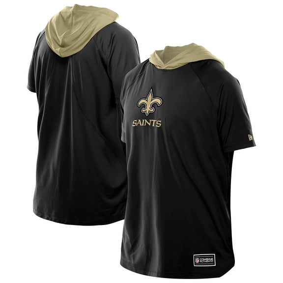 Men's New Era  Black New Orleans Saints Combine Authentic Hooded Raglan Short-Sleeve T-Shirt