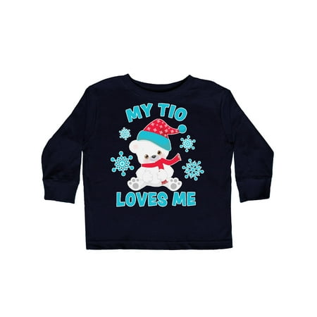 

Inktastic Polar Bear My Tio Loves Me in Santa Hat with Snowflakes Gift Toddler Boy or Toddler Girl Long Sleeve T-Shirt