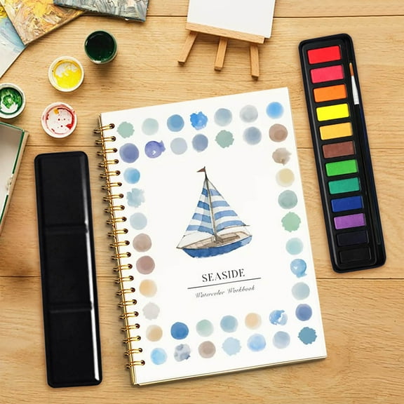 Beginner-Friendly Watercolor Workbook, 12 Colors Watercolor Paint Set With Paint Brush Pen, Painting Book For Kids, Water Colors Paint Adult Set,Diy Drawing & Craft Supplies For Beginners