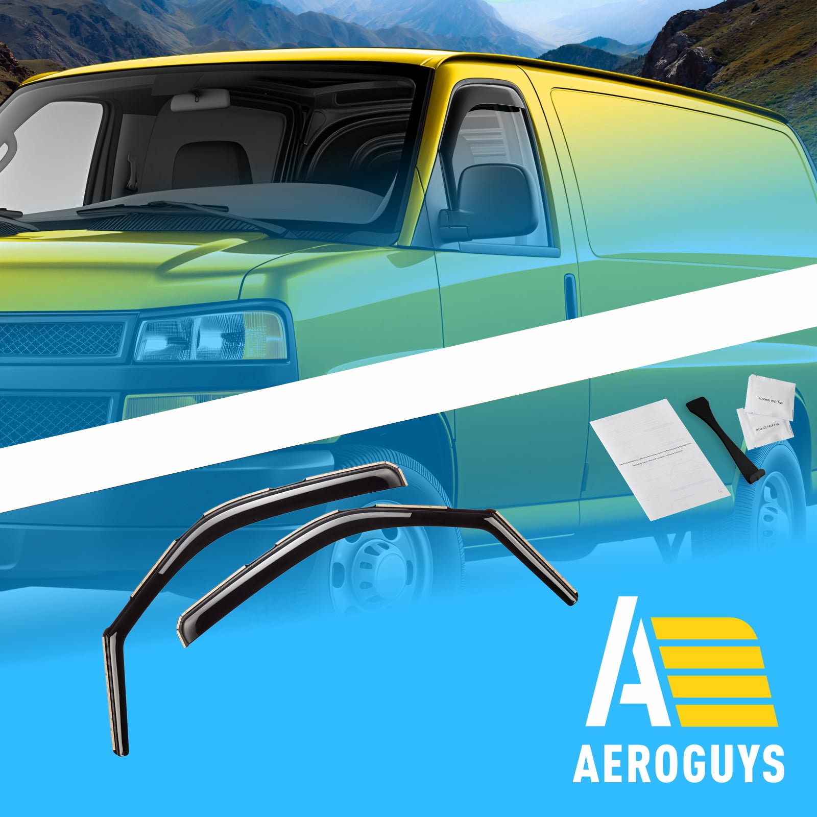 AEROGUYS In-Channel Window Deflectors Extra Durable Window Visors Rain Guards Fit for Chevrolet (Chevy) 1996-2026 Express Van, Sun Visors, Wind Vent Visors, Car Accessories - 2pcs. AG0420