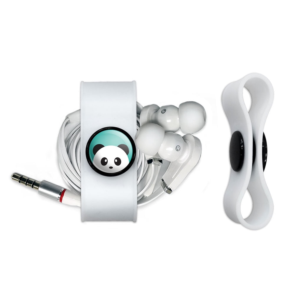 Panda on Teal Headphone Cord Wrap Cable Wire Organizer Set