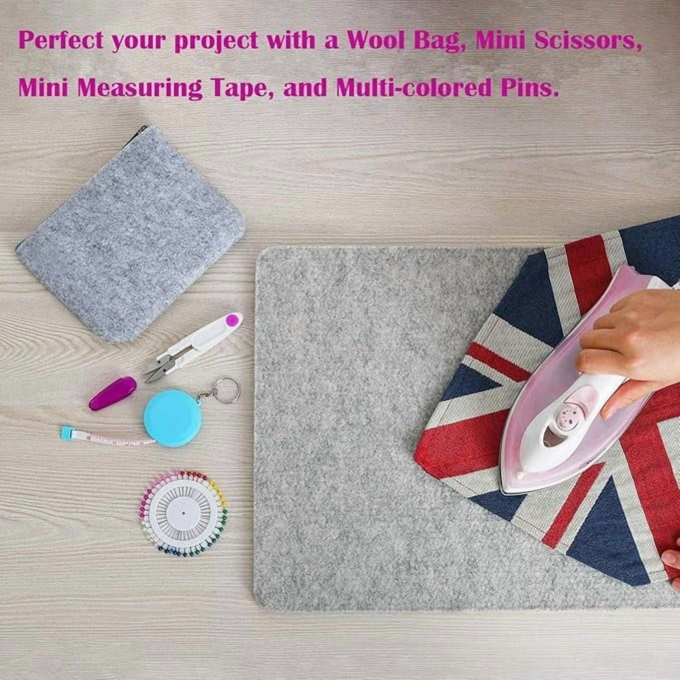 Wool Pressing Mat for Quilting, Portable 17''x13.5'' Heat Resistant Ironing Mat Board with Silicon Iron Rest Pad, Tabletop Sewing & Cutting Supplies