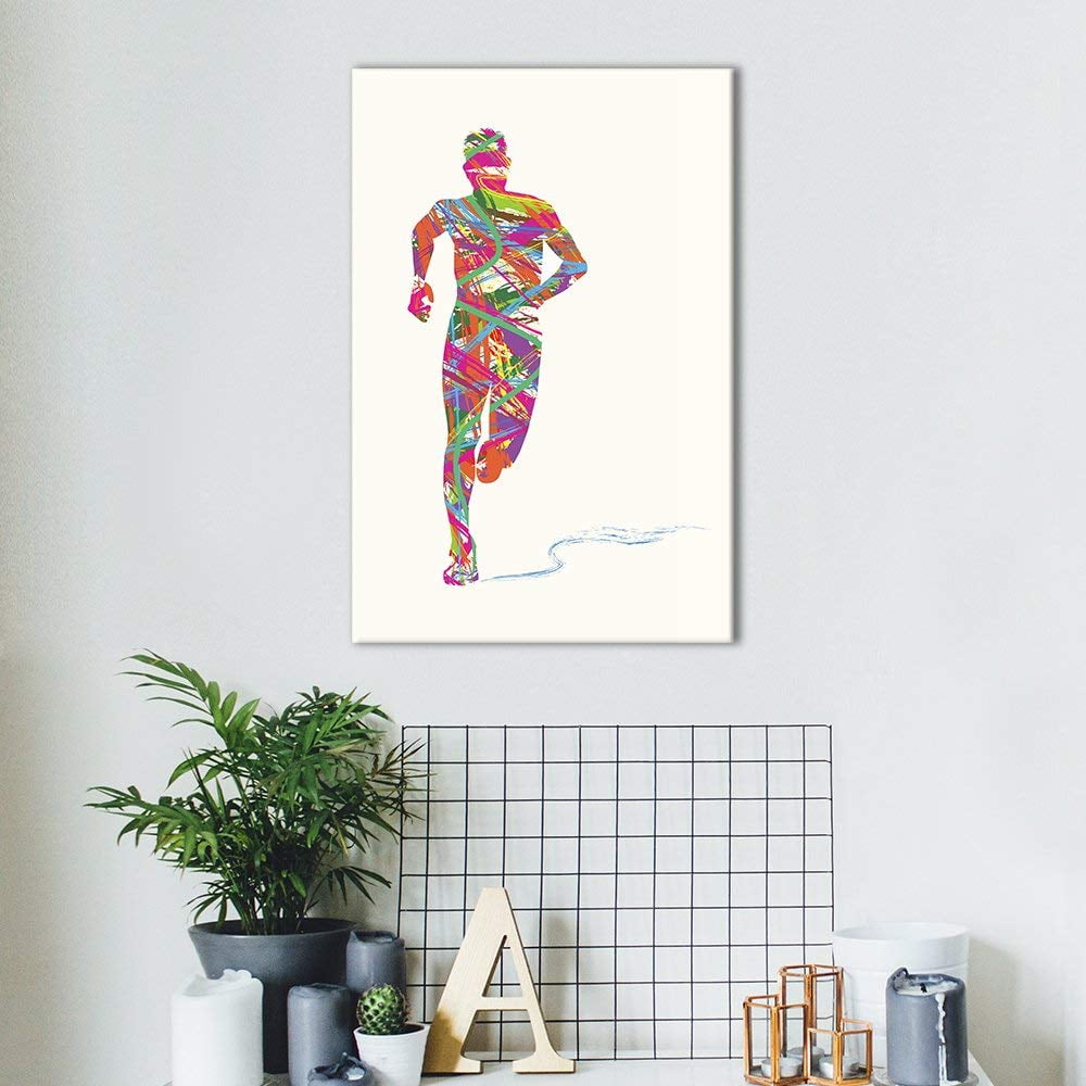 wall26 Canvas Wall Art Sports Theme Abstract Colorful Running Man