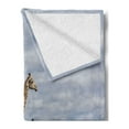 thumbnail image 2 of Africa Soft Flannel Fleece Throw Blanket, Giraffe Family Looking at the Skyline in Savannah Grassland with Shrubs Print, Cozy Plush for Indoor and Outdoor Use, 50" x 70", Tan Blue, by Ambesonne, 2 of 5