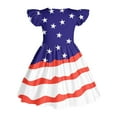 thumbnail image 6 of MKOSPLRT Girls American Flag Dress 3-12 Years 4th of July Summer Dresses Fly Sleeve Crew Neck A Line Dress Red White and Blue Midi Dress, 6 of 6