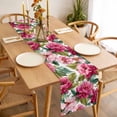 thumbnail image 3 of Pink Floral Table Runner - 48 Inch Long, Kitchen Dining Table Runner Dresser Scarves, Watercolor Flowers Leaves Plants Watercolor Farmhouse Decor for Coffee Tables Wedding Party Banquet, 3 of 8
