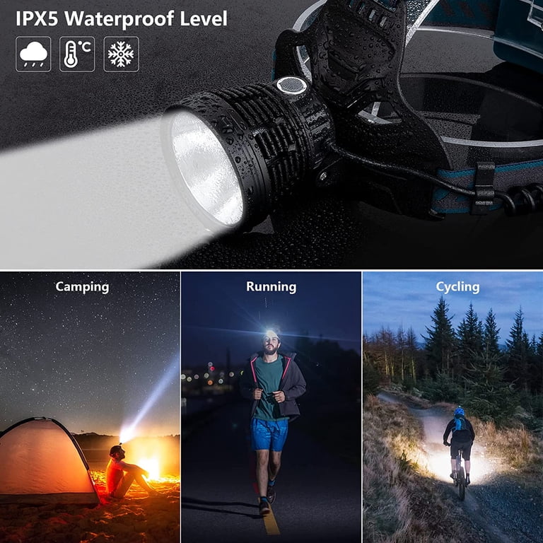 best rechargeable head flashlight Headlamp 2-Pack, 8 LED 2500 Lumen Ultra-Light Bright Headlight with Motion Sensor, Waterproof Lightweight Lamp for Adult Kid, Headlamps for Outdoor Camping Running Fishing : Sports & Outdoors C cable for easy recharging The best headlamp of 2026