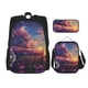 thumbnail image 1 of Disketp Dreamy Dandelion Sunset Mochila Estampada de Gran Capacidad con Lonchera y Estuche, Set de 3 Piezas para Estudiantes, 1 of 7
