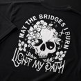 thumbnail image 6 of Women’s Gothic Skull Floral Graphic T-Shirt, Unisex Classic Fit Cotton Tee, 6 of 9