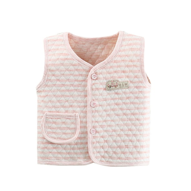 Kojooin Girls Boys Vest Children Cotton Warm Thick Striped Pattern Vest Baby Sleeveless Jacket Other 3-9month