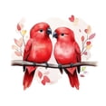 thumbnail image 3 of Par de pegatinas de pared románticas con pájaros del amor, loros rojos, 30 x 30 cm, 3 of 4