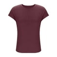 thumbnail image 6 of BiZtdJrK Womens Solid T Shirts Cap Sleeve Crew Neck Casual T Shirt Loose Fit Workout Tee Top Summer Basic Tops 2025 Wine S, 6 of 7
