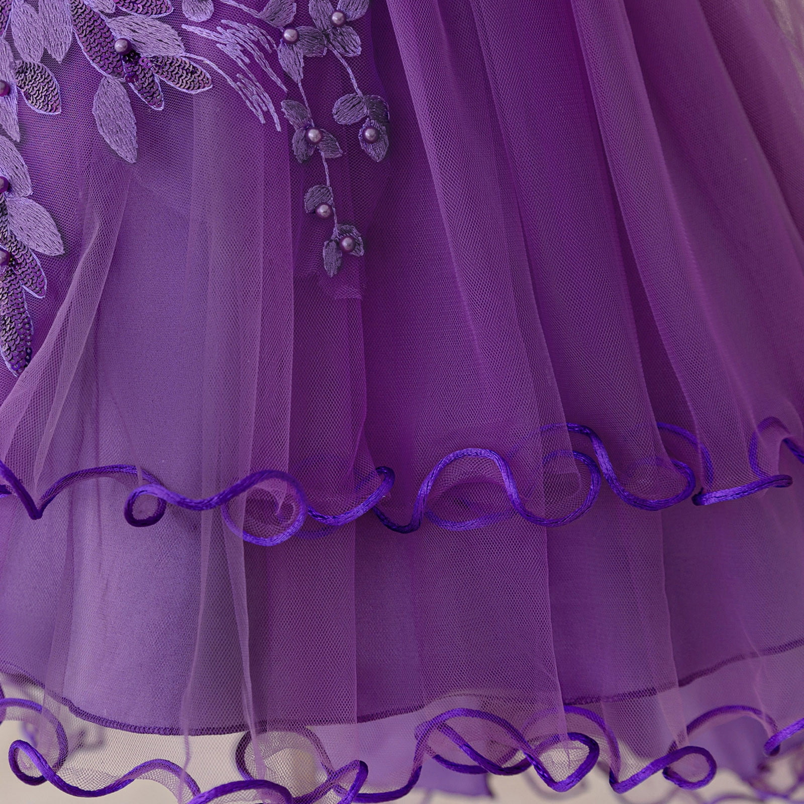 Dress for Girls Satin Girl Dress with Puffed Sleeves for Birthday Party Christening