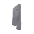 thumbnail image 3 of Qarigey Camisa de mujer con cuello en V blusa suelta camisa de mujer manga larga Color sólido Casual Top Prendas para la parte del cuerpo Gris M, 3 of 6