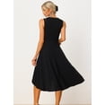 thumbnail image 4 of Vestido de verano Allegra K sin mangas escote en V color sólido alto y bajo hasta la rodilla Negro XS, 4 of 6