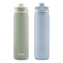 Ello Pop & Fill 22oz. 2-Pack Stainless Steel Water Bottle with Leak Proof Locking Lid, Pistachio/Blue Dream