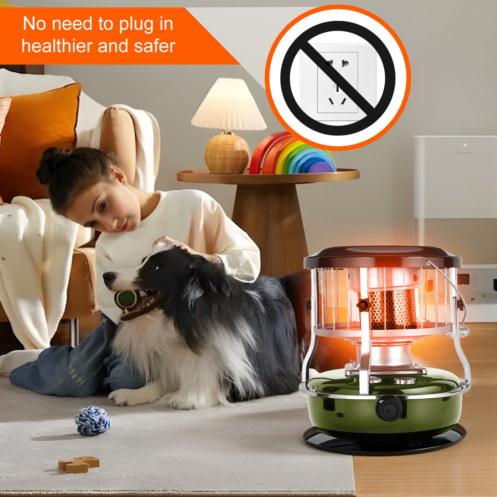 2-in-1 Kerosene Heater & Stove 9000 BTU, Portable Non-Electric Indoor/Outdoor Radiant Heater for Camping, Cooking, Emergency Heat