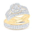 thumbnail image 3 of 14K Yellow Gold His Hers Round Dia. Cluster Matching Wedding Set 1-3/4ctw, Women's Size: 5-10, Mens Size: 7-13, 3 of 3