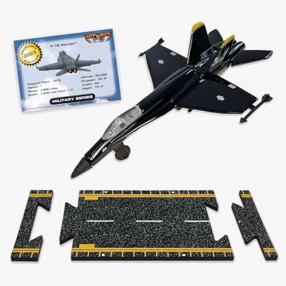 Hot Wings F-18 Jet (Black & Yellow) with Connectible Runway$$Art & Craft